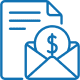 Document and envelope with dollar symbol.